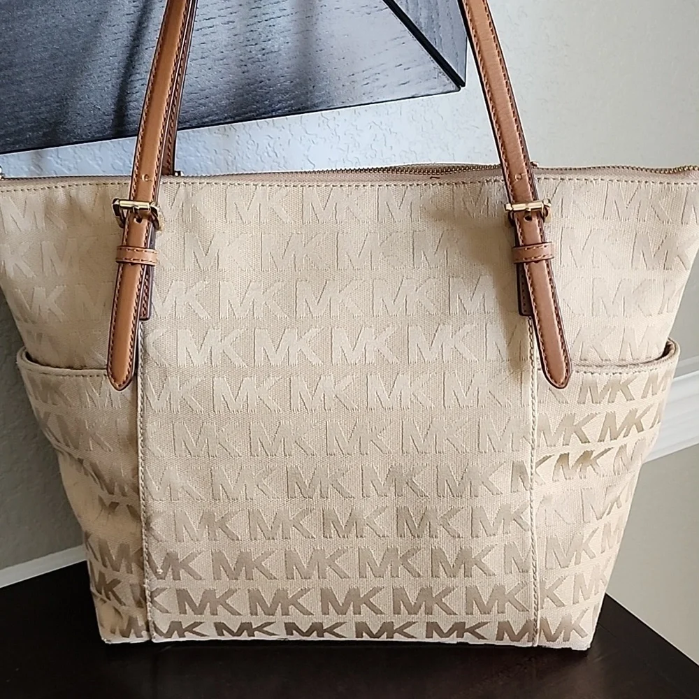 Michael Kors Monogramed Canvas Medium Size Tote/Shoulder Bag